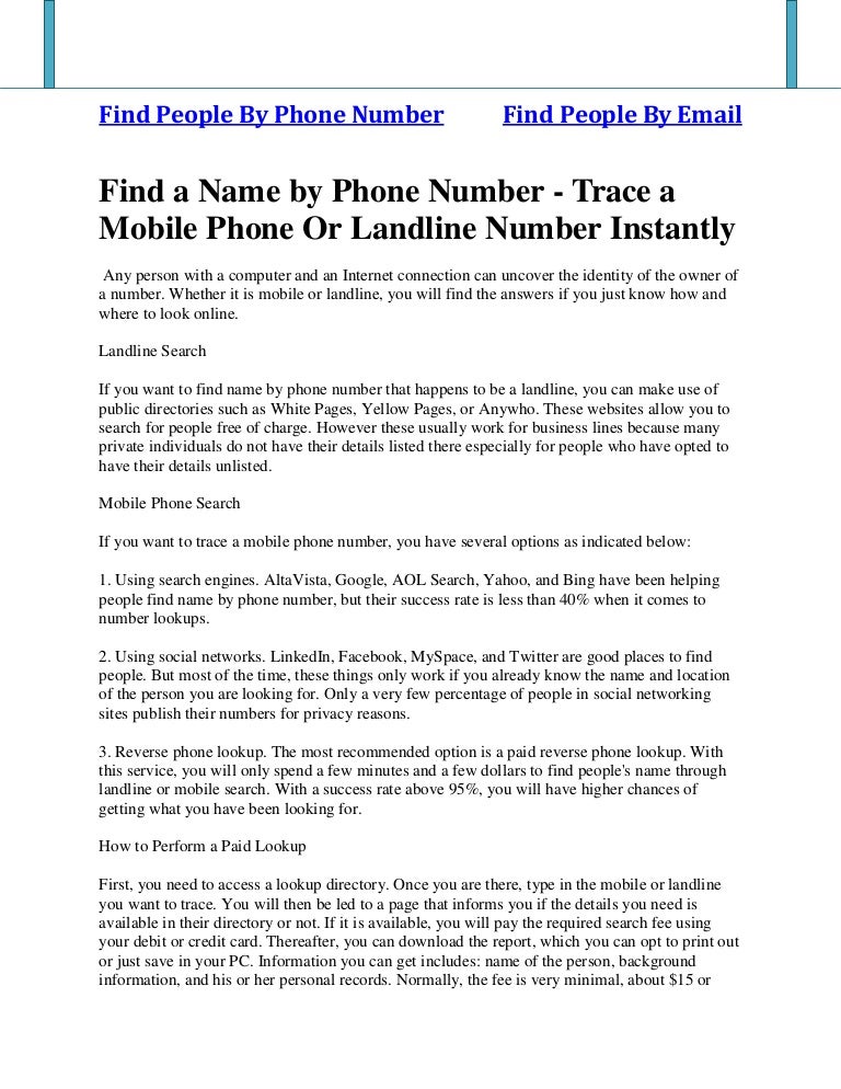 find peoples names by phone numbers